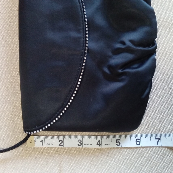 Black Satin and Rhinestone Evening Bag - Picture 9 of 10